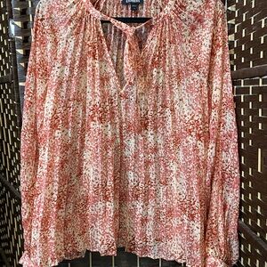 Express Pink Speckled Tie-Neck Blouse